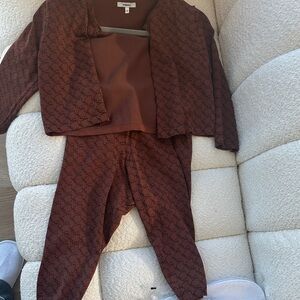 Miaou Brown 2 Pc Capri Set